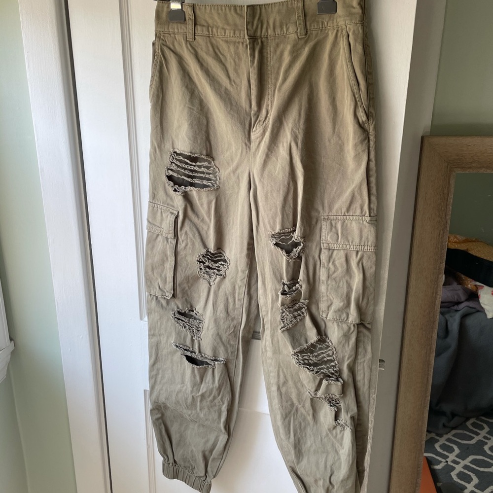 Distressed Army Green Joggers